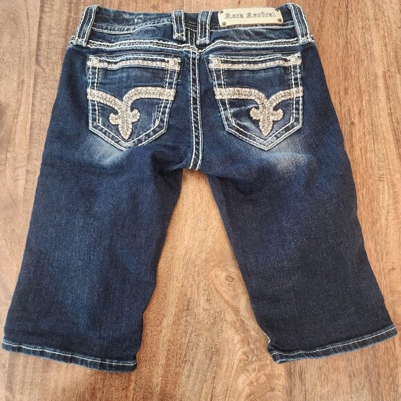 Rock Revival Shorts Womens 25 Blue Easy Bermuda Nancy Rhinestone Trim EB35GEM6 - Picture 15 of 16